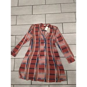 Anthropologie Tylho RD/RGE MOT Plaid Button Front Dress-M NWT